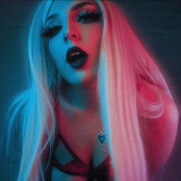 Matriarch Malice posing for the camera in a seductive and domineering way.